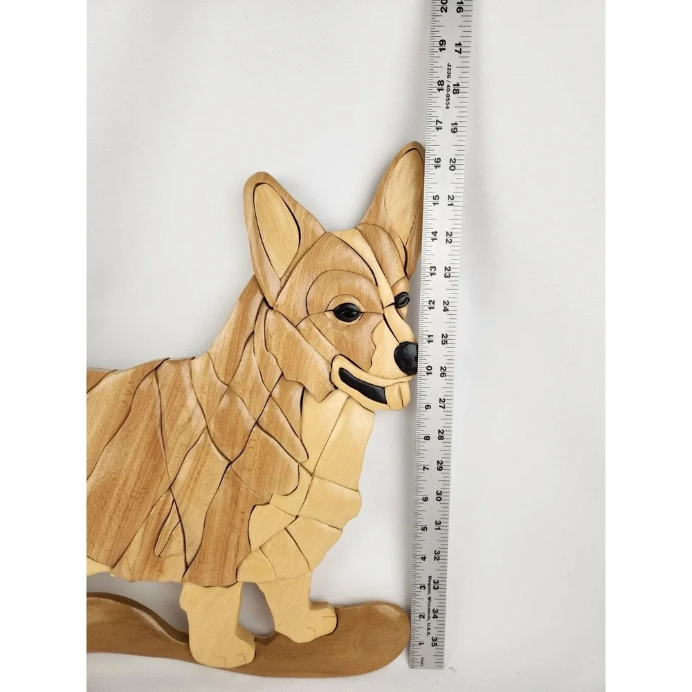 Large Wood Intarsia Cardigan Welsh Corgi‎ Dog Pembroke Wall Art Artisan Handmade